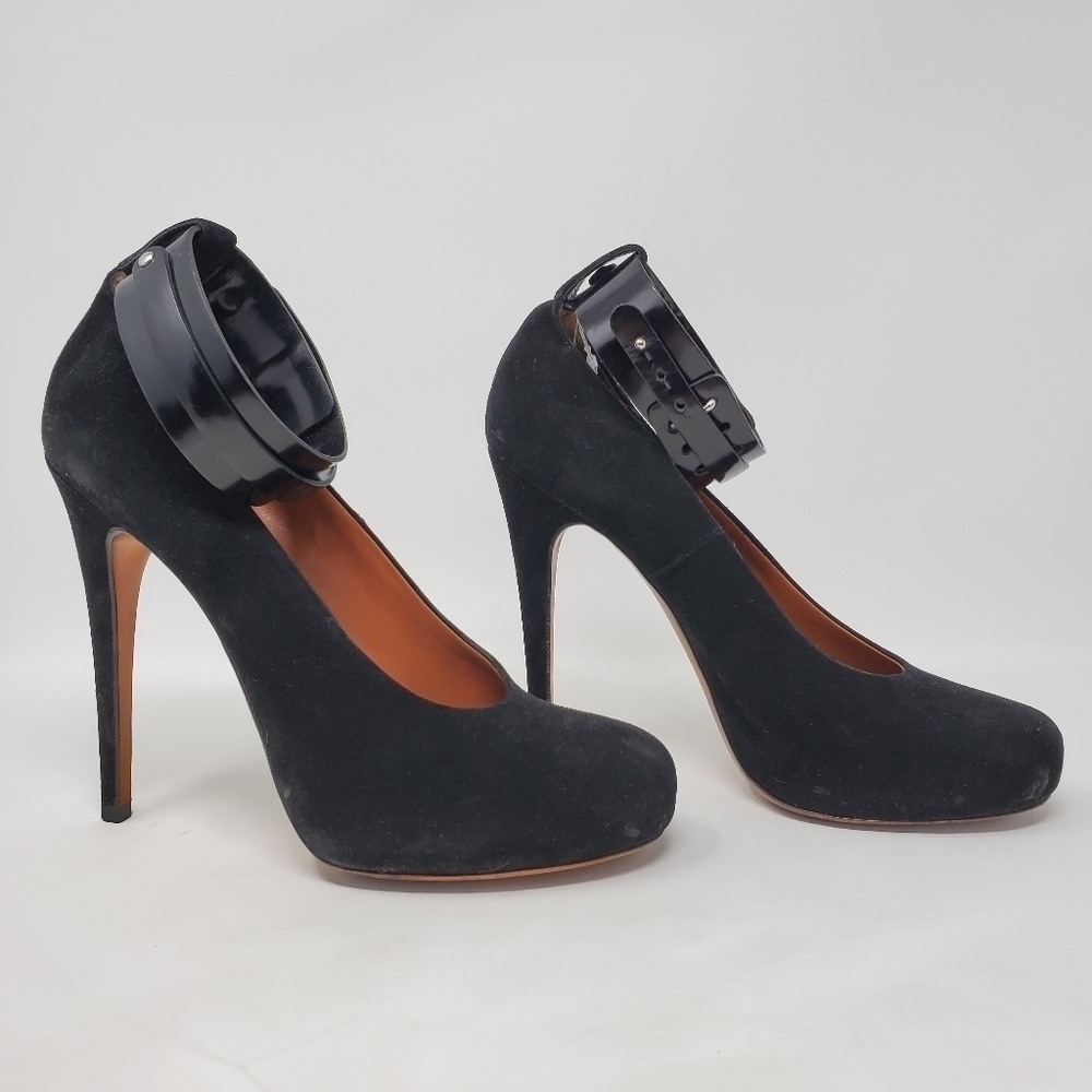 Celine Round Toe Ankle Strap High Heel Pumps